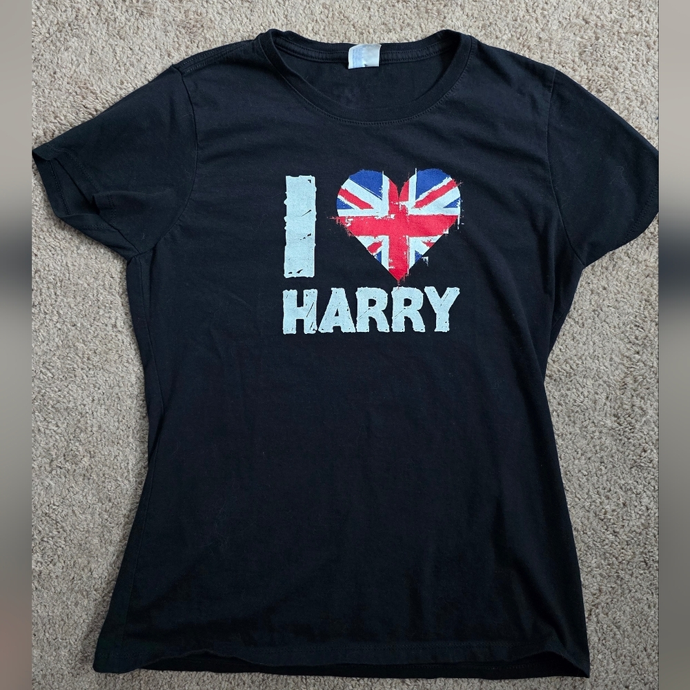 Black 'I Love Harry' T-Shirt Harry Styles Graphic Tee Medium
